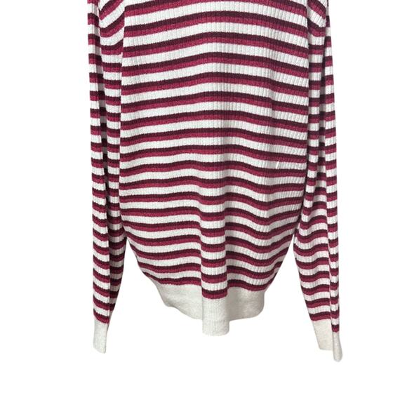 Nordstrom Sweater Striped Ribbed Knit Pullover Long Sleeve Red/White W XL NWOT - Picture 6 of 8